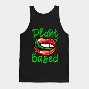 Plant Based I Green Leaf Lips I Vegan print Tank Top